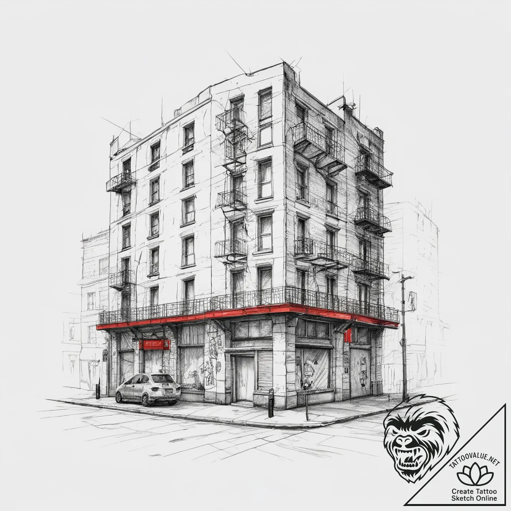 A street art mural covering the entire side o... - tattoo sketch (№1754092288_0, 01.08.2025 23:51) — tattoovalue.net