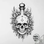 Potion bottle with glowing liquid, tattoo dra… – tattoo sketch (№1754092695_0, 01.08.2025 23:58) — tattoovalue.net