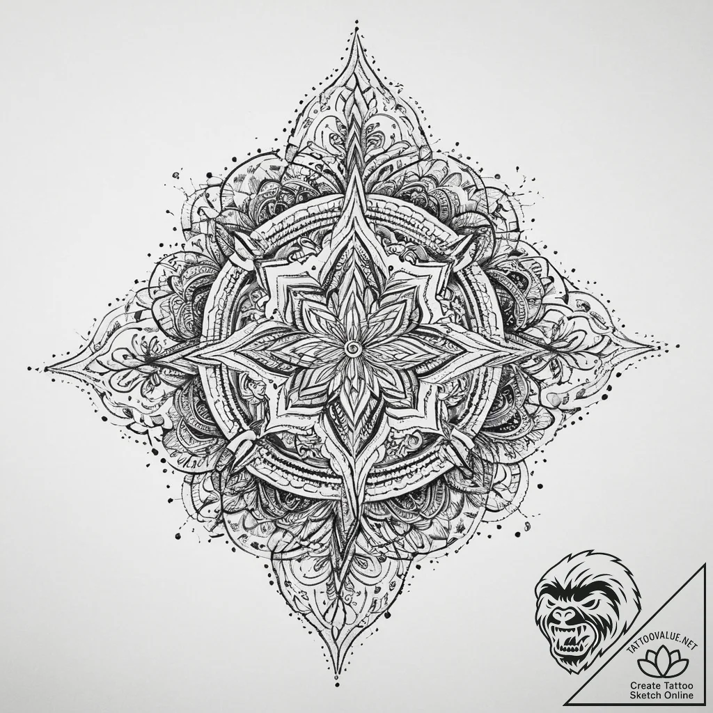 Tattoo sketch an abstract geometric pattern c... - tattoo sketch (№1754092895_0, 02.08.2025 00:01) — tattoovalue.net