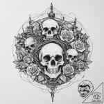 A pile of colorful, discarded fishing nets on… – tattoo sketch (№1754093097_0, 02.08.2025 00:04) — tattoovalue.net