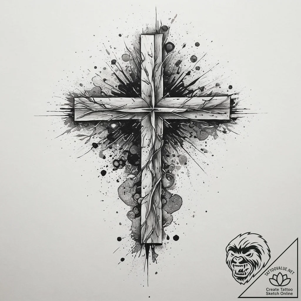 Tattoo design a watercolor splash that visual... - tattoo sketch (№1754093702_0, 02.08.2025 00:15) — tattoovalue.net