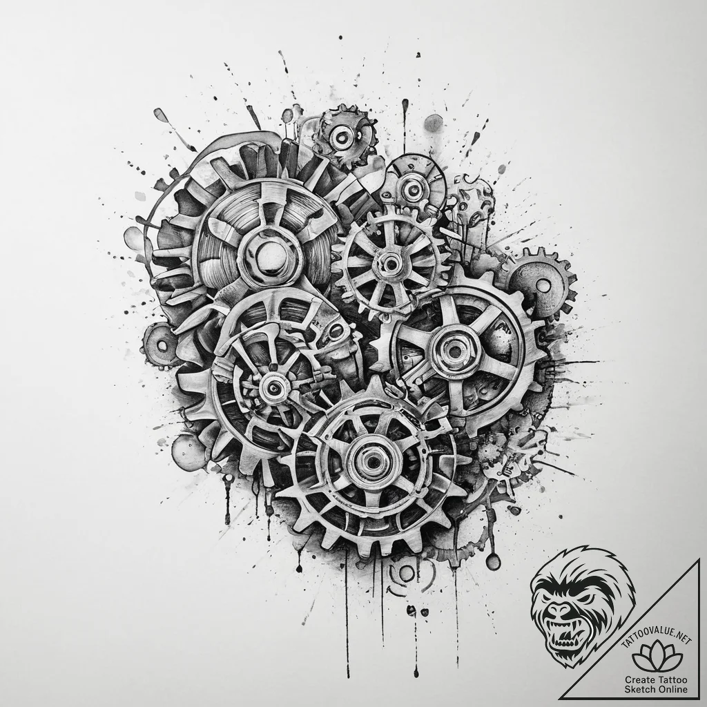 Tattoo design a pair of interlocking gears or... - tattoo sketch (№1754093907_0, 02.08.2025 00:18) — tattoovalue.net