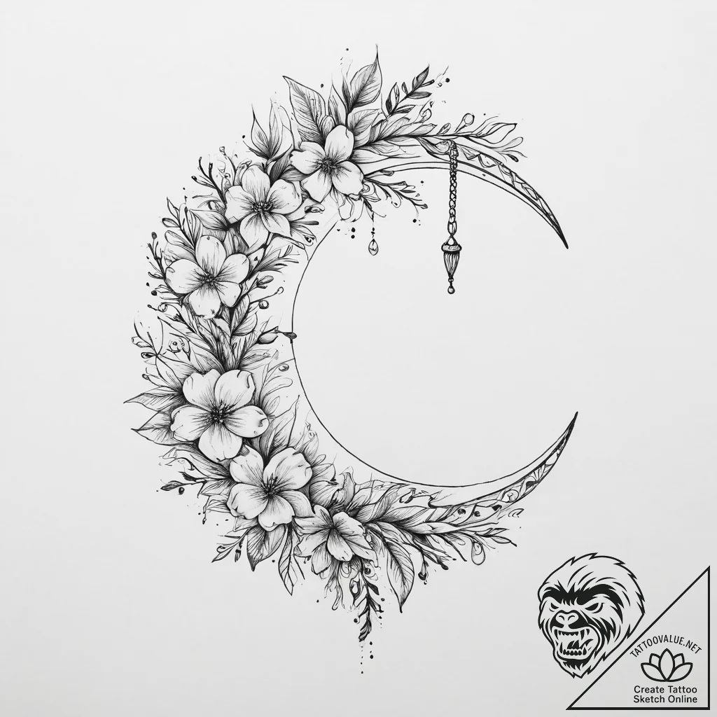Tattoo design: a neo-traditional lunitsa, wit... - tattoo sketch (№1754094114_0, 02.08.2025 00:21) — tattoovalue.net