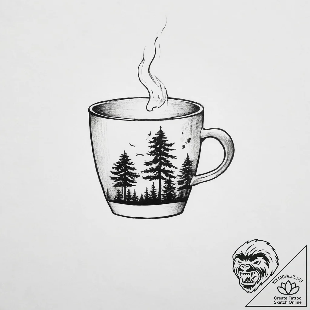 Tattoo sketch a simple object (e.g., a cup) w... - tattoo sketch (№1754095522_0, 02.08.2025 00:45) — tattoovalue.net