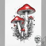 Mushrooms, tattoo drawing outline, soft whip… – tattoo sketch (№1754095720_0, 02.08.2025 00:48) — tattoovalue.net