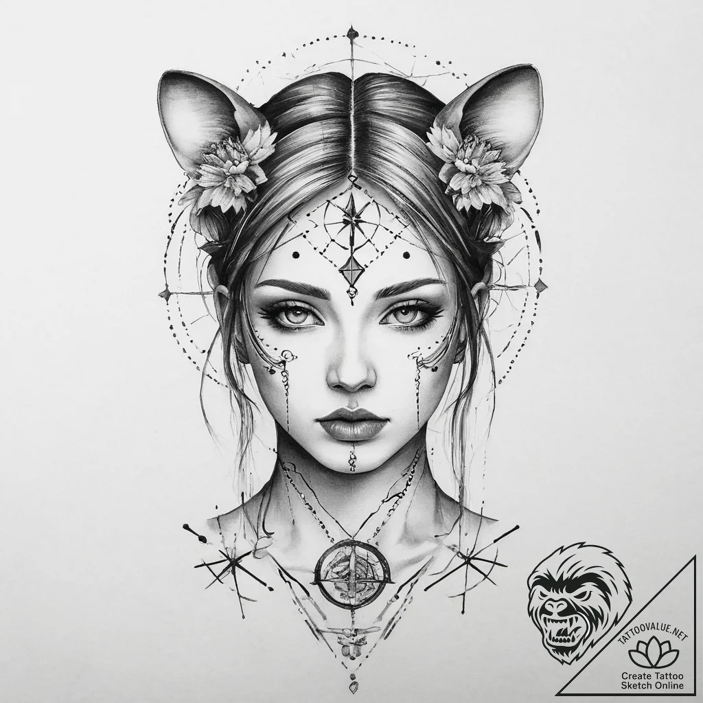 Tattoo design a sketch-style portrait of a pe... - tattoo sketch (№1754095917_0, 02.08.2025 00:51) — tattoovalue.net