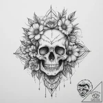 Chamomile, tattoo line art, muted color palet… – tattoo sketch (№1754096318_0, 02.08.2025 00:58) — tattoovalue.net