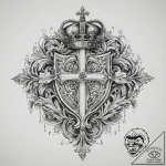 Tattoo sketch a noble crest with a subtle cro… – tattoo sketch (№1754097523_0, 02.08.2025 01:18) — tattoovalue.net