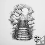 Stairway to the clouds – tattoo sketch (№1754098537_0, 02.08.2025 01:35) — tattoovalue.net