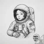 Astronaut, tattoo line art, on a clean white… – tattoo sketch (№1754098937_0, 02.08.2025 01:42) — tattoovalue.net