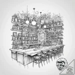 A shot of a crowded bookstore cafe., tattoo l… – tattoo sketch (№1754099549_0, 02.08.2025 01:52) — tattoovalue.net