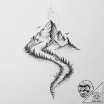 Tattoo sketch a path winding upwards towards… – tattoo sketch (№1754099966_0, 02.08.2025 01:59) — tattoovalue.net