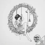 Tattoo design a silhouette of a girl on a swi… – tattoo sketch (№1754101178_0, 02.08.2025 02:19) — tattoovalue.net