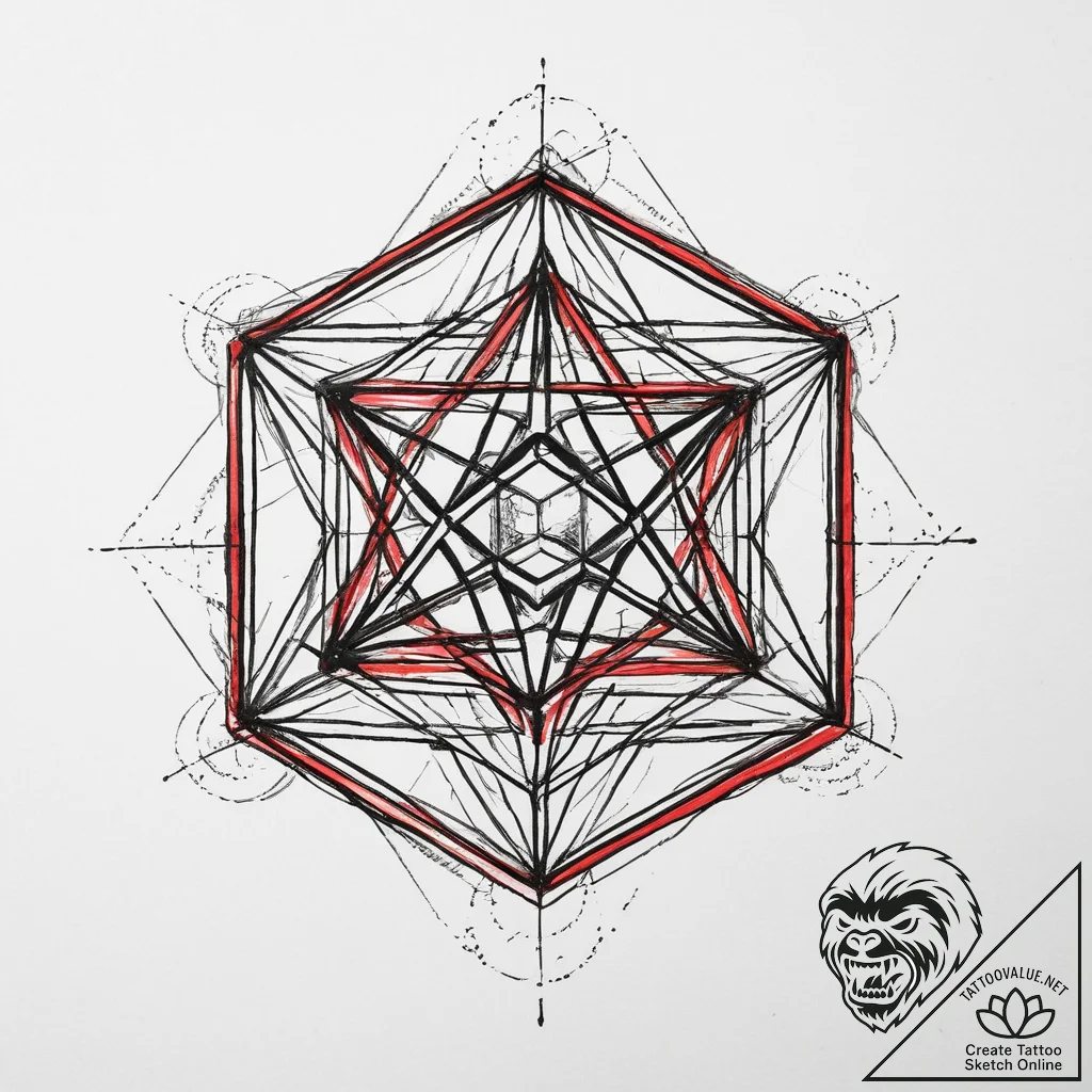 Metatron's cube, tattoo flash sheet design, b... - tattoo sketch (№1754101969_0, 02.08.2025 02:32) — tattoovalue.net