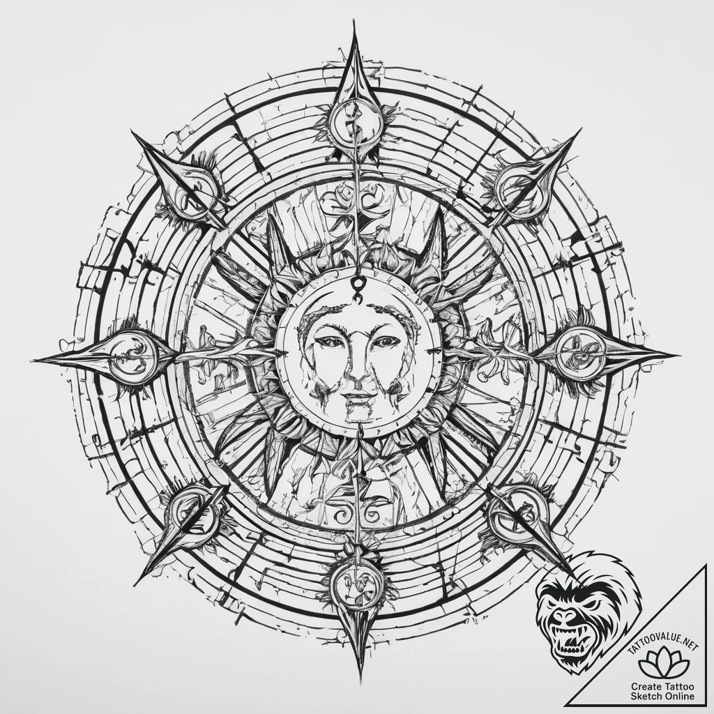 Tattoo sketch a zodiac glyph appearing on a p... - tattoo sketch (№1754102166_0, 02.08.2025 02:36) — tattoovalue.net