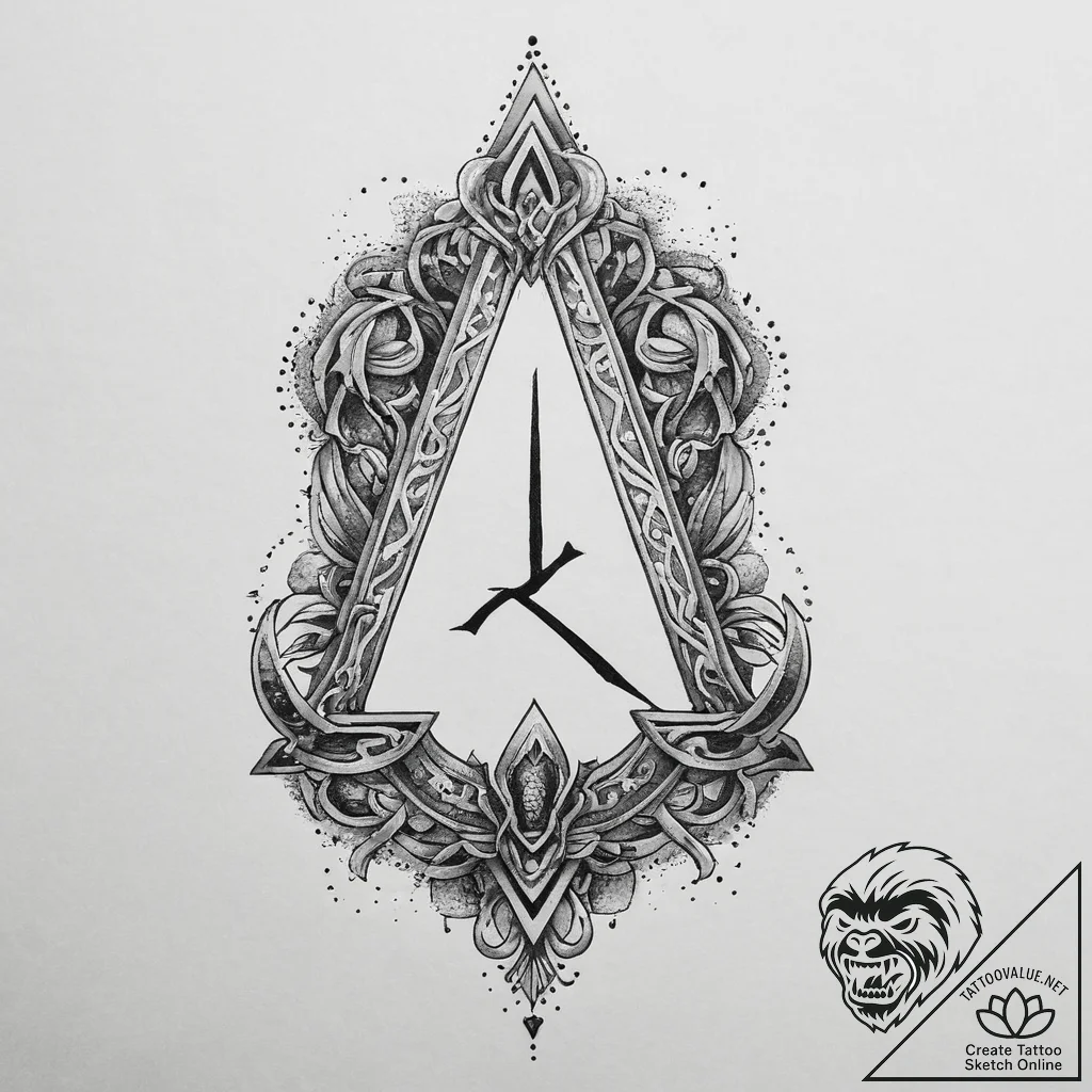 119. tattoo design: a minimalist "oud" rune,... - tattoo sketch (№1754103159_0, 02.08.2025 02:52) — tattoovalue.net