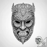 A polynesian tiki mask – tattoo sketch (№1754103553_0, 02.08.2025 02:59) — tattoovalue.net