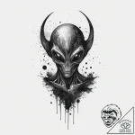 Tattoo design an alien creature’s silhouette… – tattoo sketch (№1754103751_0, 02.08.2025 03:02) — tattoovalue.net