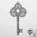 Tattoo sketch a single, ancient key with intr… – tattoo sketch (№1754103947_0, 02.08.2025 03:05) — tattoovalue.net