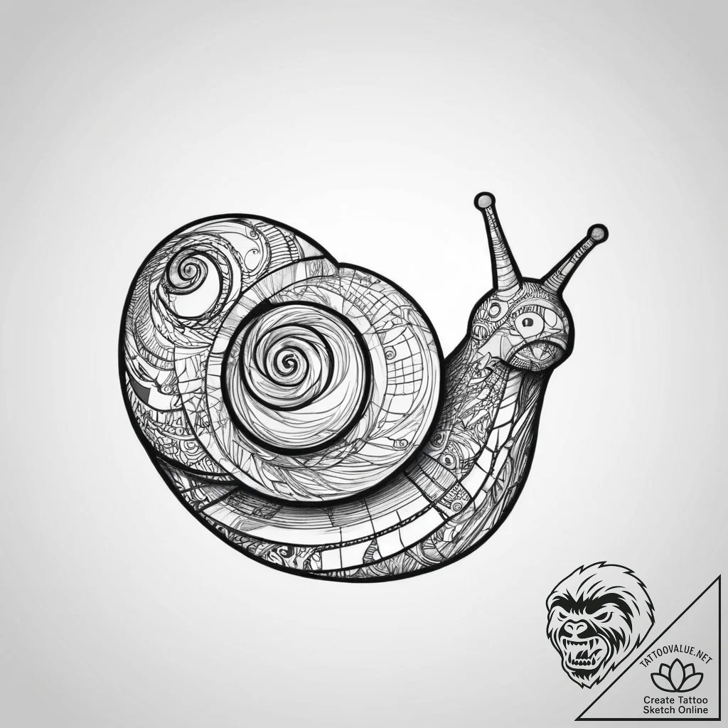 Snail, concept art for tattoo, new school tat... - tattoo sketch (№1754104150_0, 02.08.2025 03:09) — tattoovalue.net