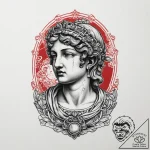 Vaporwave bust of a roman statue, tattoo flas… – tattoo sketch (№1754104347_0, 02.08.2025 03:12) — tattoovalue.net