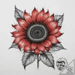 Sunflower, artistic tattoo sketch, dotwork sh… – tattoo sketch (№1754105728_0, 02.08.2025 03:35) — tattoovalue.net