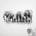 A family of elephants walking in a line towar… – tattoo sketch (№1754106121_0, 02.08.2025 03:42) — tattoovalue.net