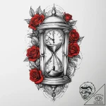 Tattoo design a broken clock or hourglass, wi… – tattoo sketch (№1754106514_0, 02.08.2025 03:48) — tattoovalue.net