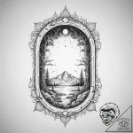 Tattoo sketch a glowing portal frame opening… – tattoo sketch (№1754106711_0, 02.08.2025 03:51) — tattoovalue.net