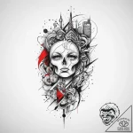 Icon, tattoo drawing outline, clean lines, cr… – tattoo sketch (№1754107104_0, 02.08.2025 03:58) — tattoovalue.net