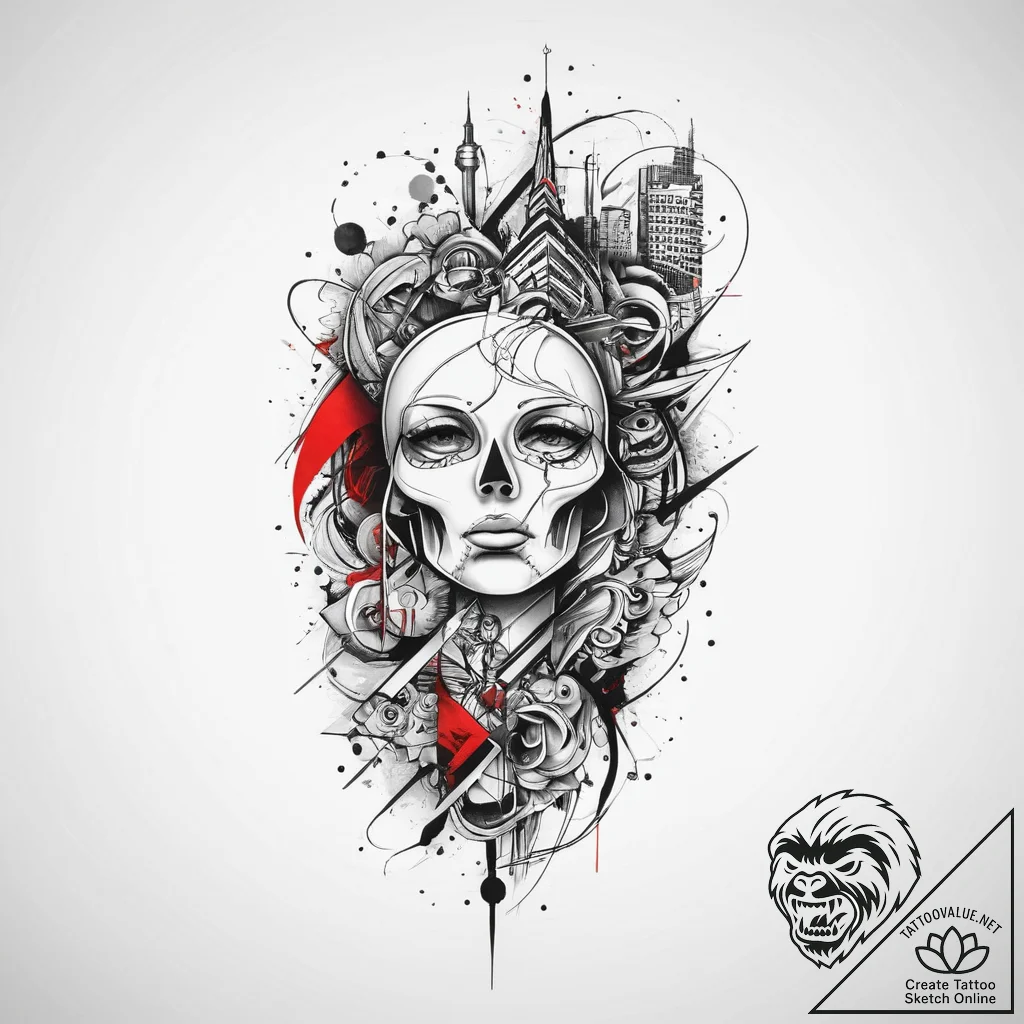 Icon, tattoo drawing outline, clean lines, cr... - tattoo sketch (№1754107104_0, 02.08.2025 03:58) — tattoovalue.net