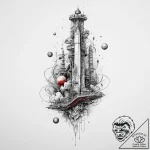 A space elevator, tattoo sketch design, on a… – tattoo sketch (№1754108482_0, 02.08.2025 04:21) — tattoovalue.net