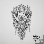 Tattoo sketch a hand protecting a small, vuln… – tattoo sketch (№1754109075_0, 02.08.2025 04:31) — tattoovalue.net
