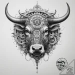 Tattoo design a taurus bull’s body made of in… – tattoo sketch (№1754109273_0, 02.08.2025 04:34) — tattoovalue.net