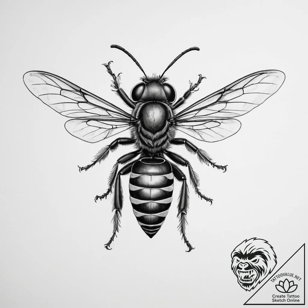 Wasp - tattoo sketch (№1754109671_0, 02.08.2025 04:41) — tattoovalue.net