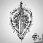 Tattoo sketch a pixelated sword and shield wi… – tattoo sketch (№1754110065_0, 02.08.2025 04:47) — tattoovalue.net