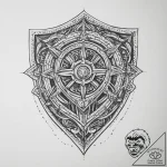 Tattoo design a detailed medieval shield with… – tattoo sketch (№1754110659_0, 02.08.2025 04:57) — tattoovalue.net