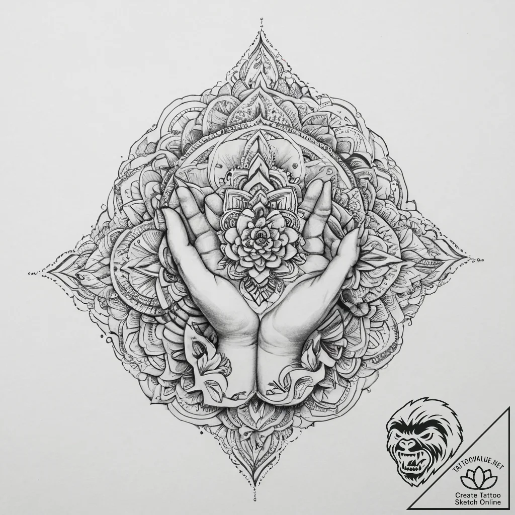 Tattoo design a stack of hands, each represen... - tattoo sketch (№1754112043_0, 02.08.2025 05:20) — tattoovalue.net
