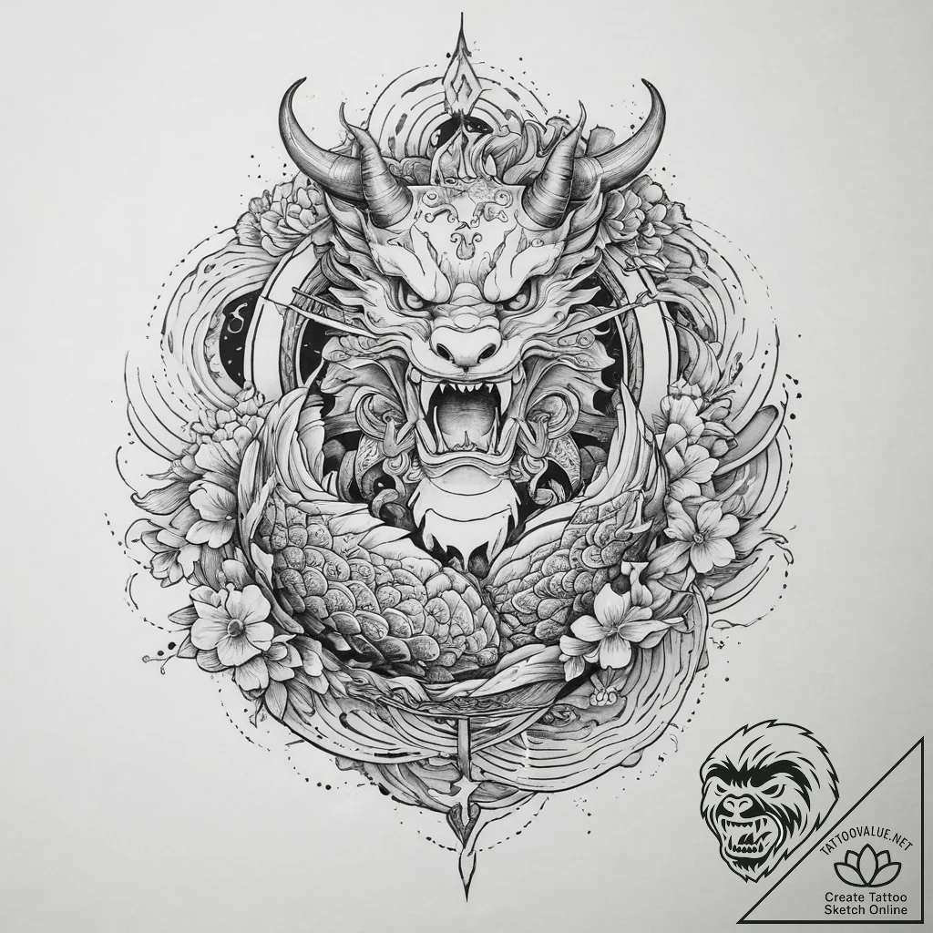 Tattoo design a zodiac animal in a dynamic po... - tattoo sketch (№1754112438_0, 02.08.2025 05:27) — tattoovalue.net