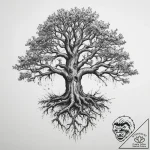 Tattoo design a powerful oak tree, its roots… – tattoo sketch (№1754112637_0, 02.08.2025 05:30) — tattoovalue.net