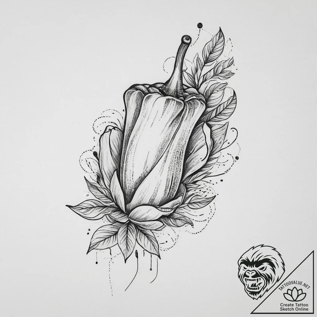 3d (effect), tattoo drawing outline, sepia to... - tattoo sketch (№1754114217_0, 02.08.2025 05:56) — tattoovalue.net