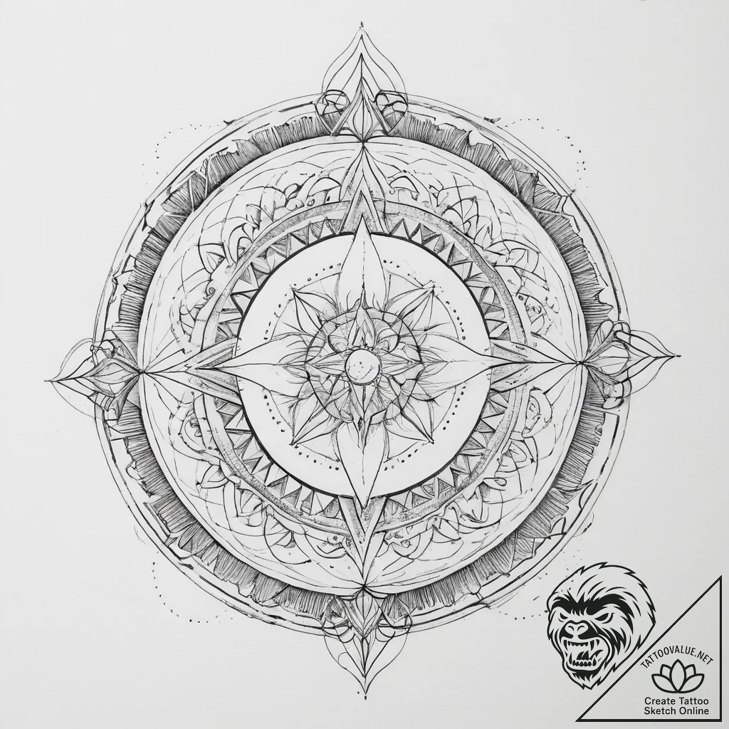 148. tattoo sketch: "veda" rune surrounded by... - tattoo sketch (№1754114414_0, 02.08.2025 06:00) — tattoovalue.net