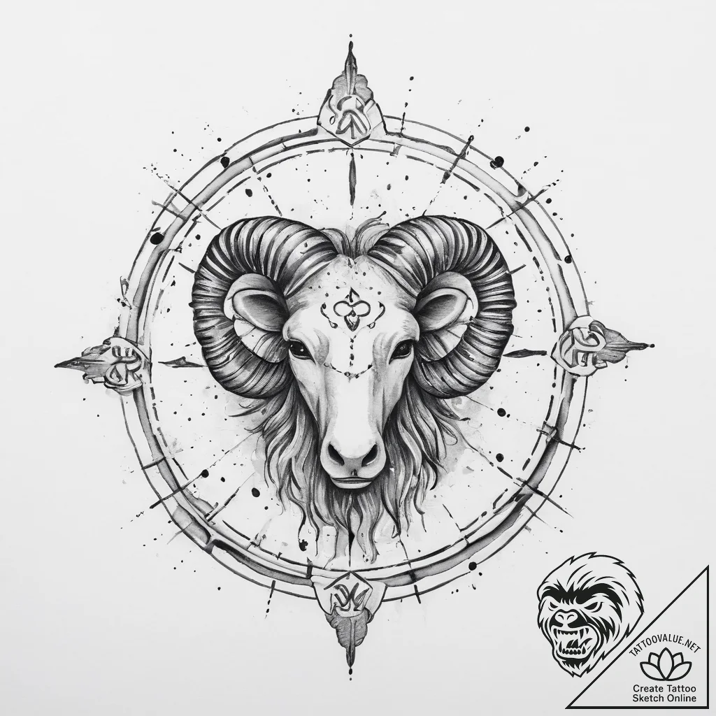 Tattoo sketch a single zodiac glyph with a vi... - tattoo sketch (№1754115210_0, 02.08.2025 06:13) — tattoovalue.net
