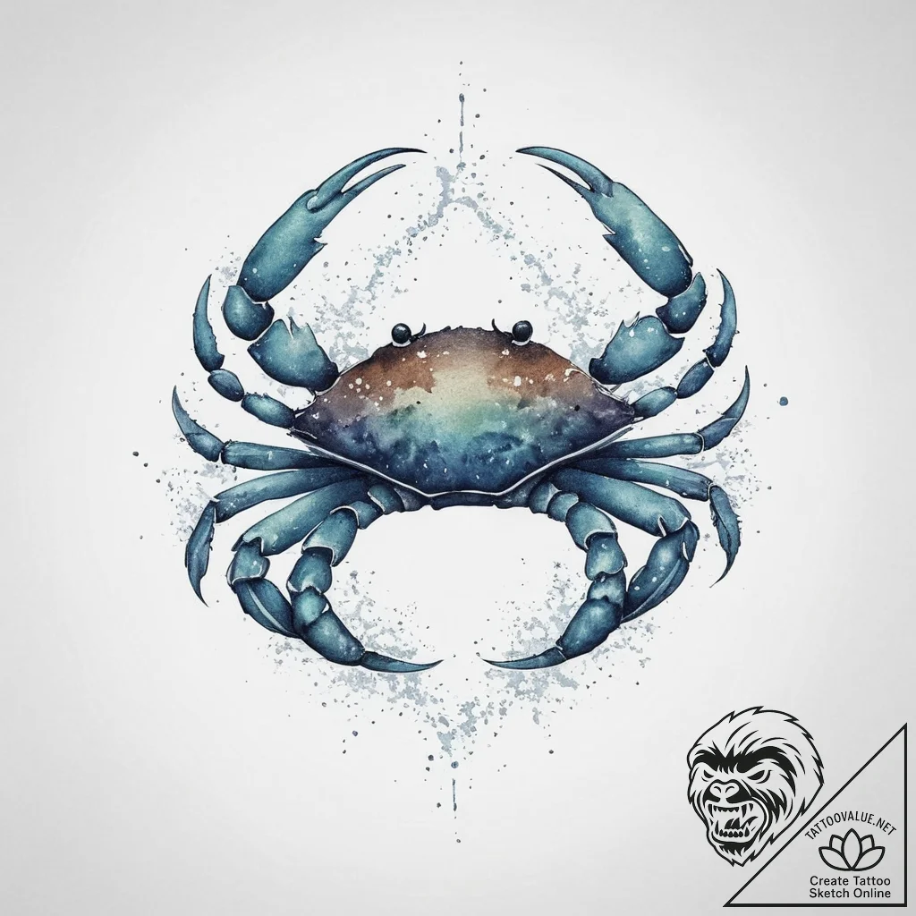 Tattoo design a cancer crab's silhouette appe... - tattoo sketch (№1754115407_0, 02.08.2025 06:16) — tattoovalue.net