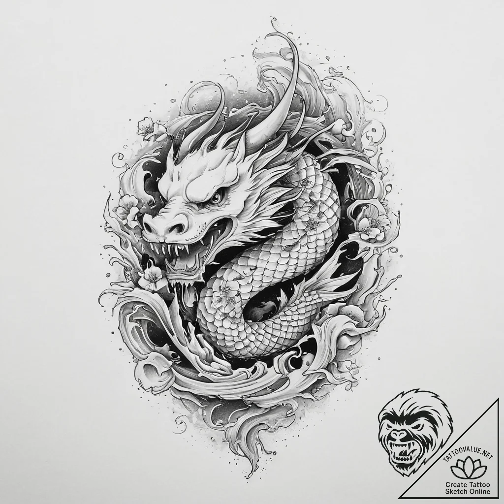 Angel of death, tattoo sketch design, irezumi... - tattoo sketch (№1754115603_0, 02.08.2025 06:20) — tattoovalue.net