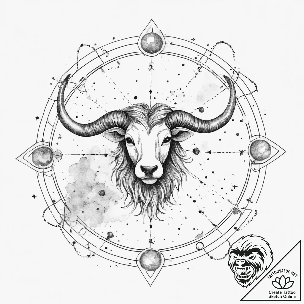 Tattoo sketch a zodiac constellation with a v... - tattoo sketch (№1754115998_0, 02.08.2025 06:26) — tattoovalue.net