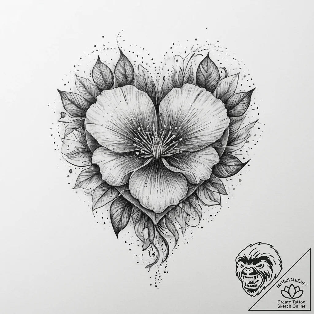 Tattoo sketch a delicate flower blooming from... - tattoo sketch (№1754116196_0, 02.08.2025 06:29) — tattoovalue.net