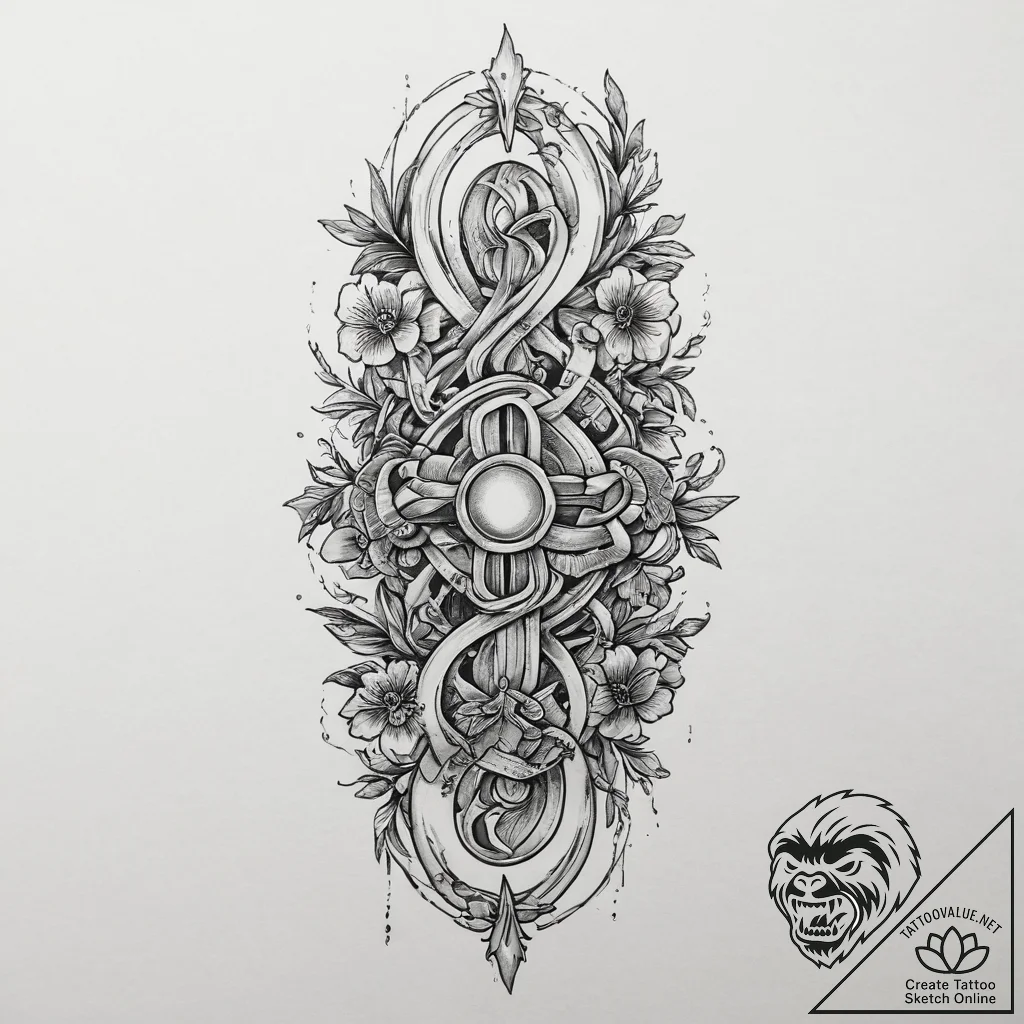 Tattoo sketch a single, unbroken chain link,... - tattoo sketch (№1754116393_0, 02.08.2025 06:33) — tattoovalue.net