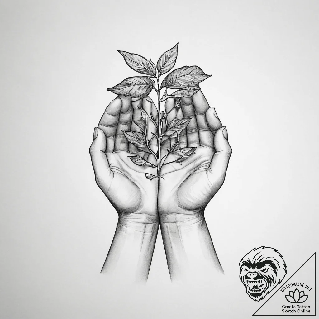Tattoo sketch a small sapling growing from a... - tattoo sketch (№1754116590_0, 02.08.2025 06:36) — tattoovalue.net