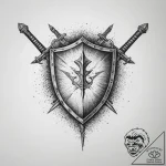 Tattoo design a shield with two crossing swor… – tattoo sketch (№1754116983_0, 02.08.2025 06:43) — tattoovalue.net